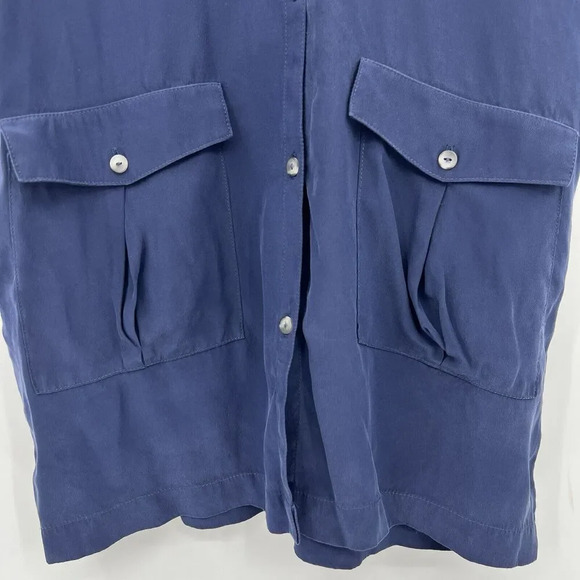 Koch 100% Silk Mini Tunic Shirt Dress Navy Blue 3/4 Length Sleeves Size Small - Picture 3 of 8